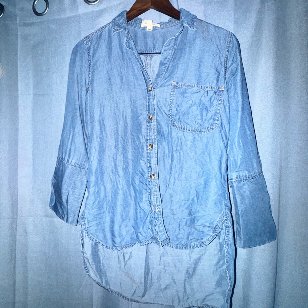 Light Blue Denim Button-Up Shirt